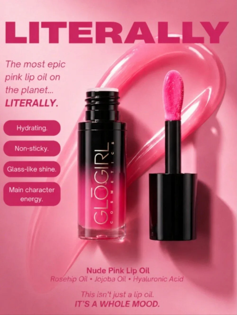 🎉3•$13/4•$16🎉 GLOGIRL COSMETICS Plumping Lip Oil In Literally (Rose)